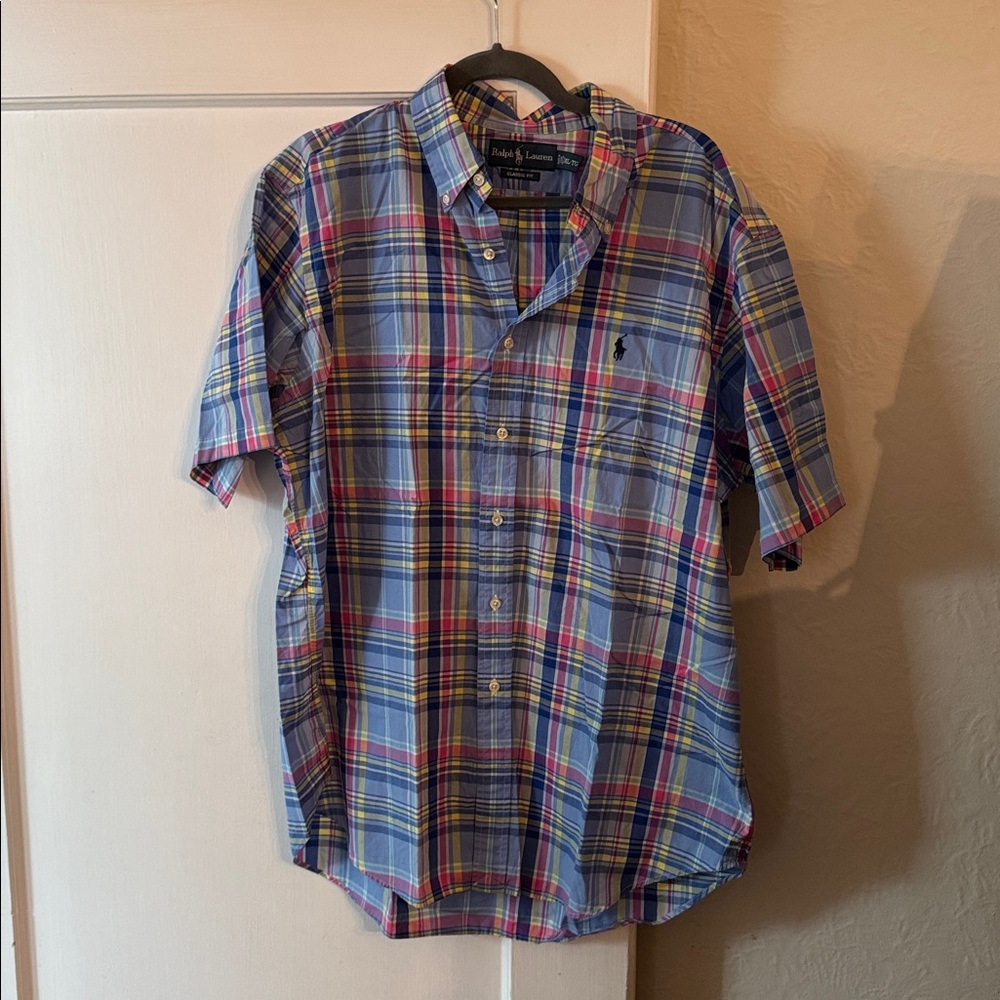 Ralph Lauren Plaid Flat Front Classic Fit S/S Button Down